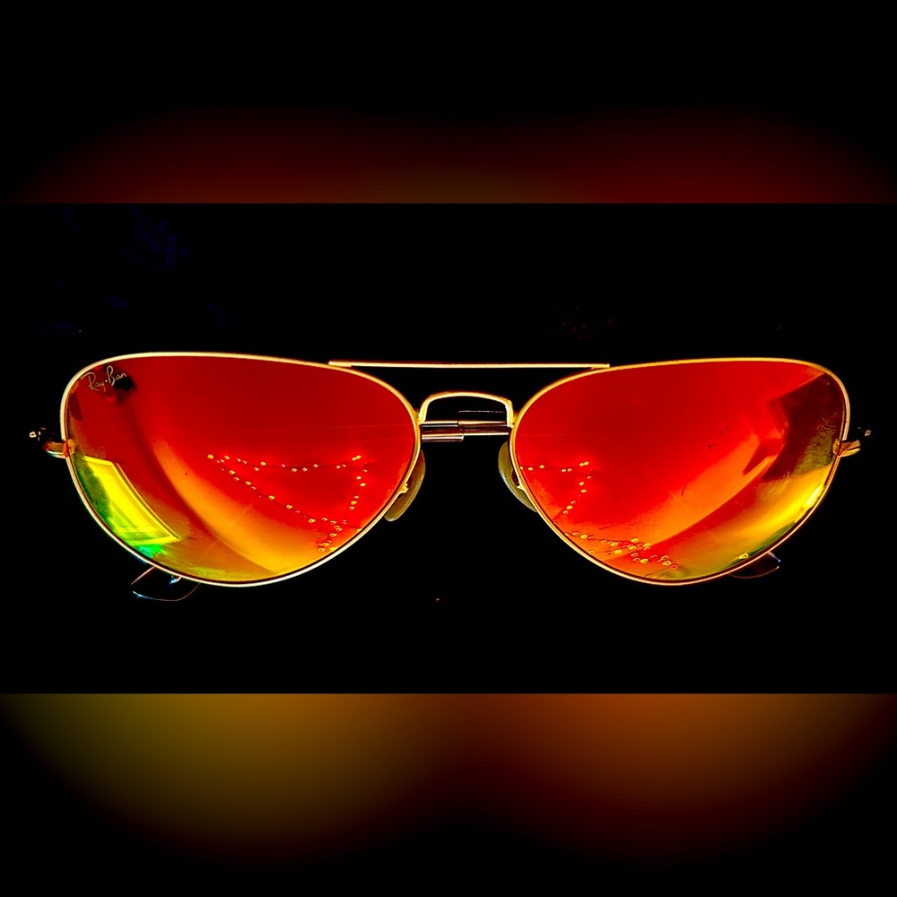 Ray Ban 58014 Aviator Sun Glasses Matte Gold with Orange lenses!!!